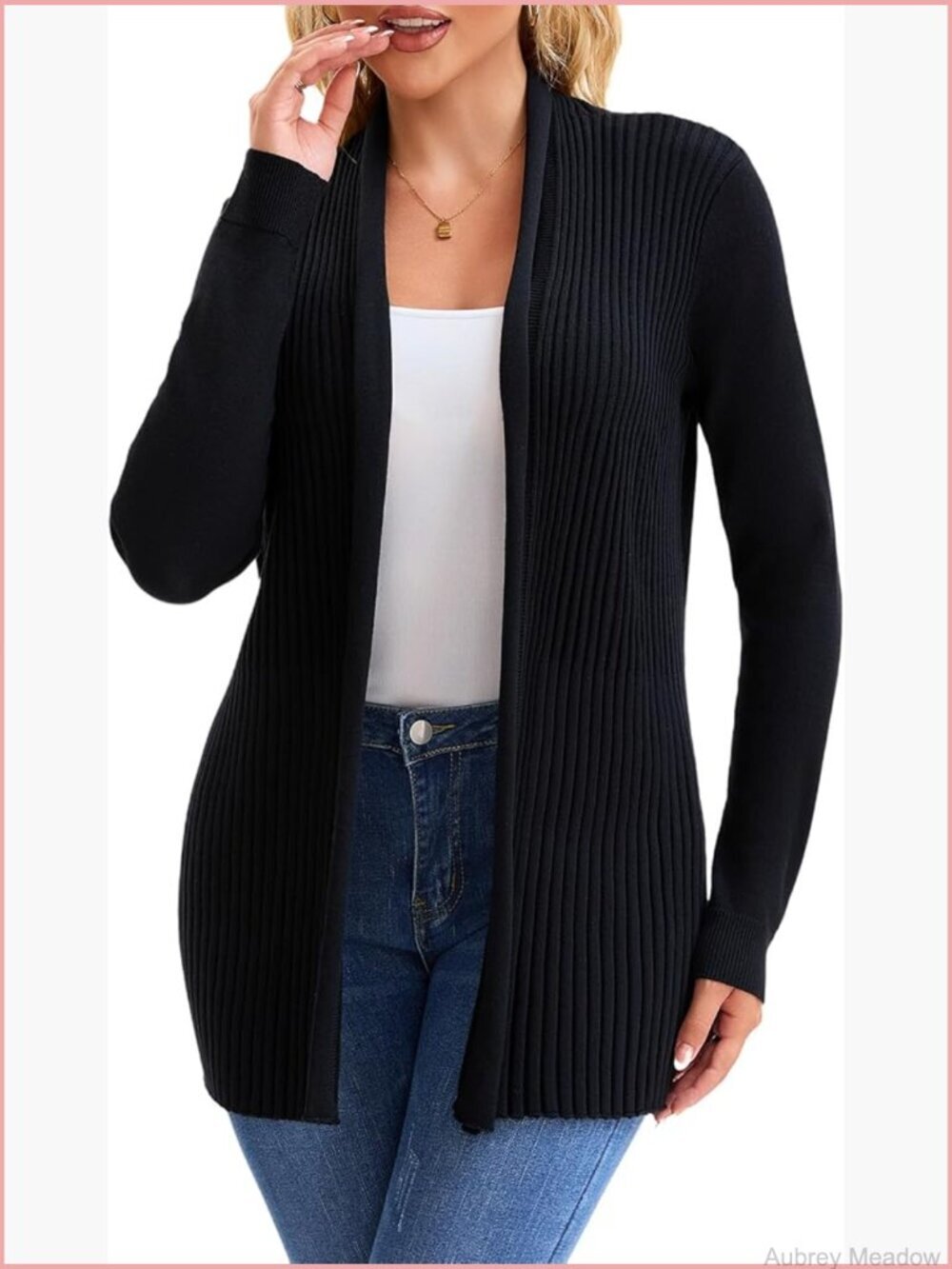 Women's Ribbed Open Front Cardigan, Soft Knit Long Sleeve Versatile Casual
